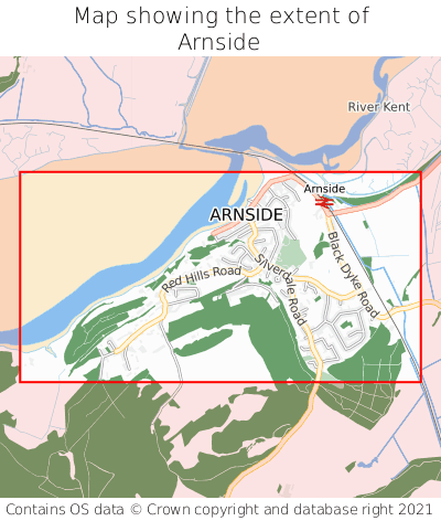 Map showing extent of Arnside as bounding box