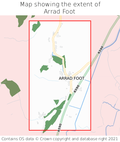 Map showing extent of Arrad Foot as bounding box