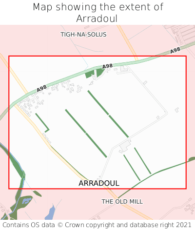 Map showing extent of Arradoul as bounding box