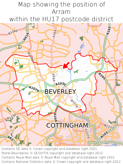 Map showing location of Arram within HU17