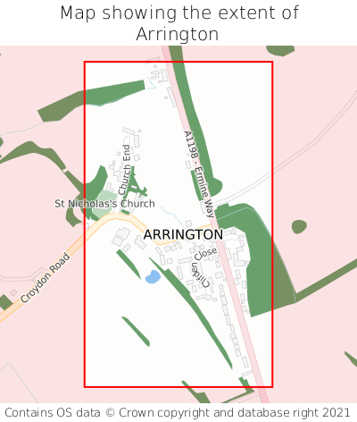 Map showing extent of Arrington as bounding box