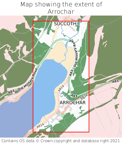 Map showing extent of Arrochar as bounding box