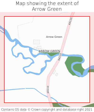 Map showing extent of Arrow Green as bounding box