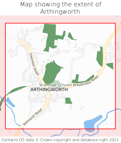 Map showing extent of Arthingworth as bounding box