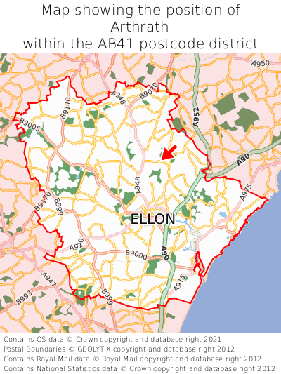 Map showing location of Arthrath within AB41