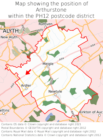 Map showing location of Arthurstone within PH12