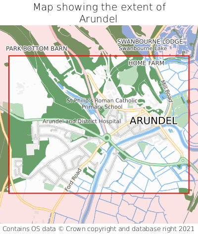 Map showing extent of Arundel as bounding box