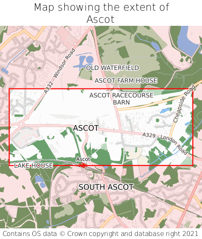 Map showing extent of Ascot as bounding box