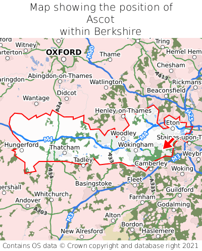 Map showing location of Ascot within Berkshire