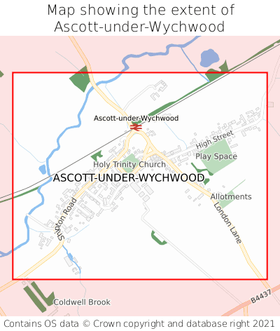 Map showing extent of Ascott-under-Wychwood as bounding box