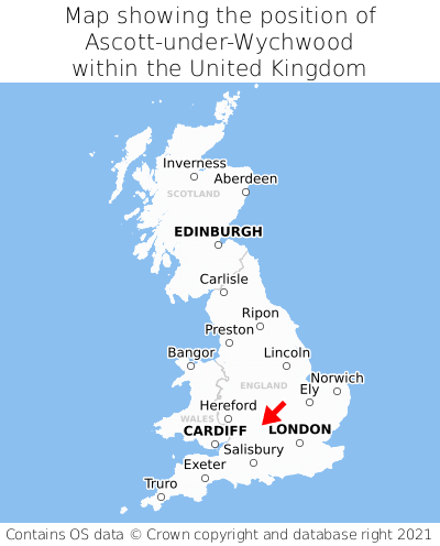 Map showing location of Ascott-under-Wychwood within the UK