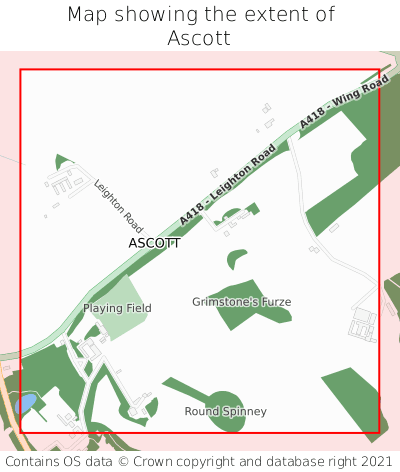 Map showing extent of Ascott as bounding box