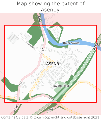 Map showing extent of Asenby as bounding box