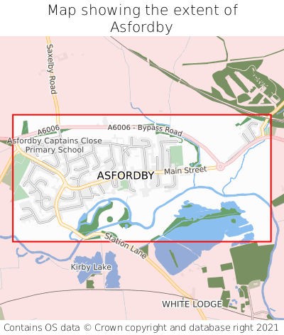 Map showing extent of Asfordby as bounding box