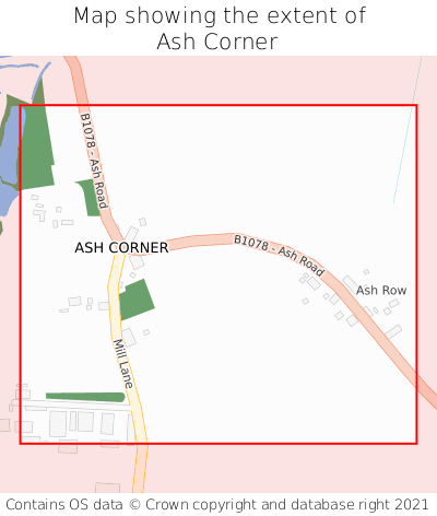 Map showing extent of Ash Corner as bounding box