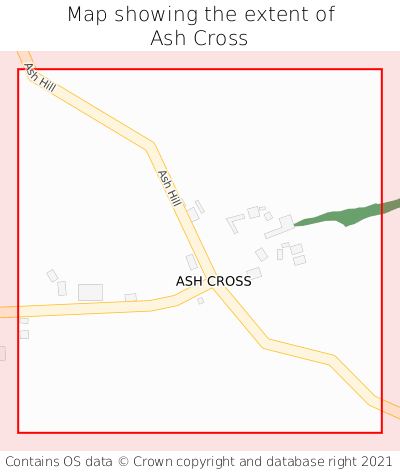 Map showing extent of Ash Cross as bounding box
