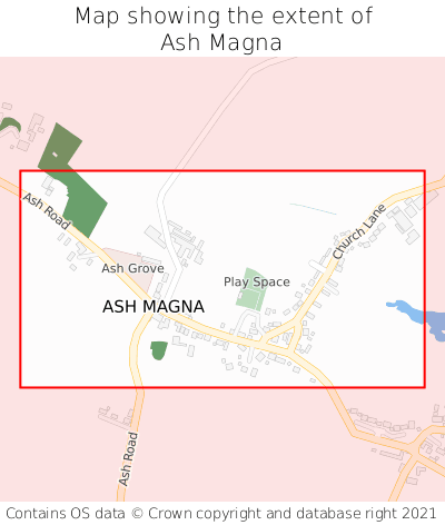 Map showing extent of Ash Magna as bounding box