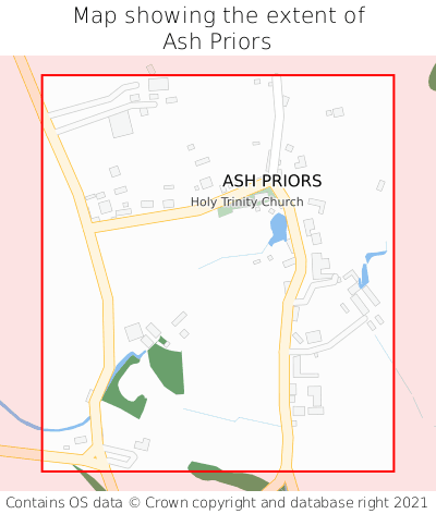 Map showing extent of Ash Priors as bounding box