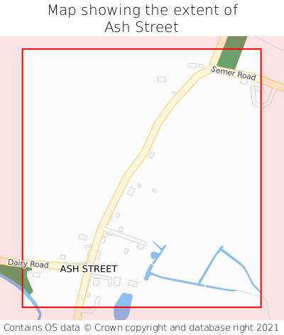 Map showing extent of Ash Street as bounding box