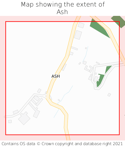 Map showing extent of Ash as bounding box