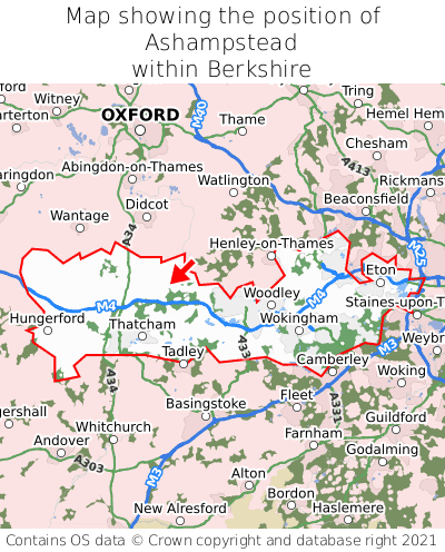 Map showing location of Ashampstead within Berkshire