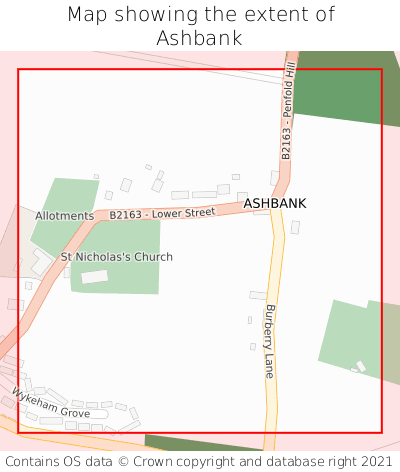 Map showing extent of Ashbank as bounding box