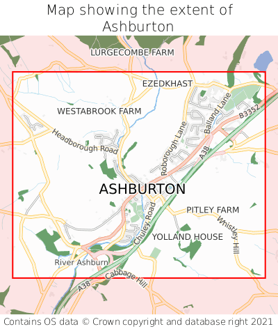 Map showing extent of Ashburton as bounding box