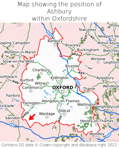 Map showing location of Ashbury within Oxfordshire