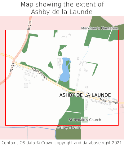 Map showing extent of Ashby de la Launde as bounding box