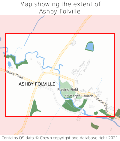 Map showing extent of Ashby Folville as bounding box