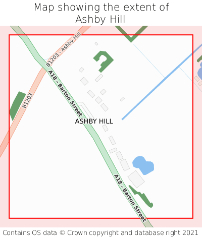 Map showing extent of Ashby Hill as bounding box