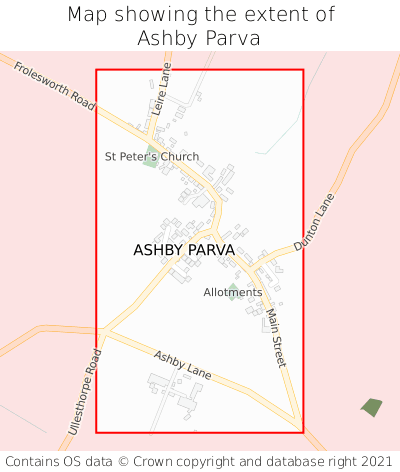 Map showing extent of Ashby Parva as bounding box
