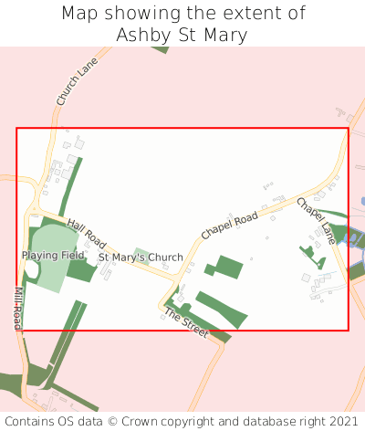 Map showing extent of Ashby St Mary as bounding box