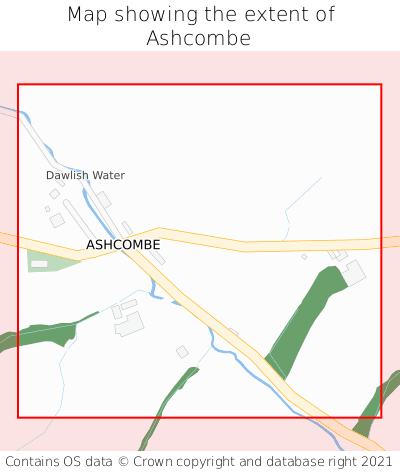 Map showing extent of Ashcombe as bounding box