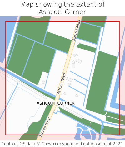 Map showing extent of Ashcott Corner as bounding box