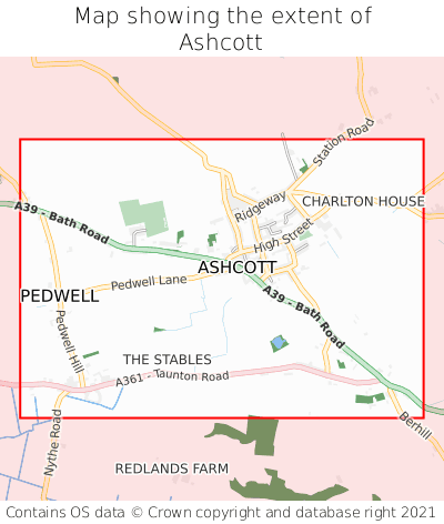 Map showing extent of Ashcott as bounding box