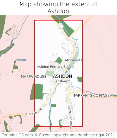 Map showing extent of Ashdon as bounding box