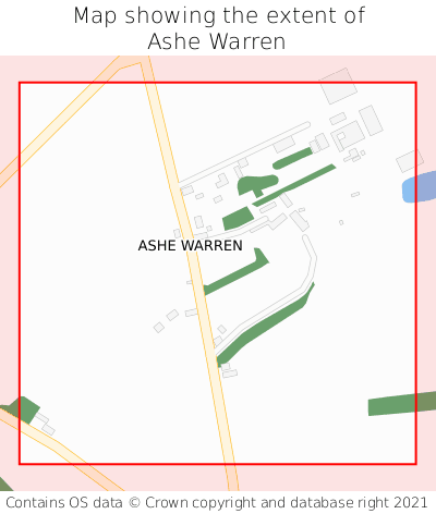 Map showing extent of Ashe Warren as bounding box