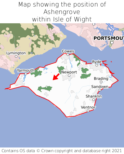 Map showing location of Ashengrove within Isle of Wight