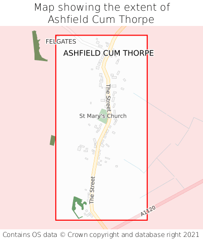 Map showing extent of Ashfield Cum Thorpe as bounding box
