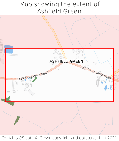 Map showing extent of Ashfield Green as bounding box