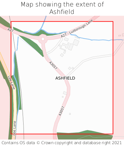 Map showing extent of Ashfield as bounding box