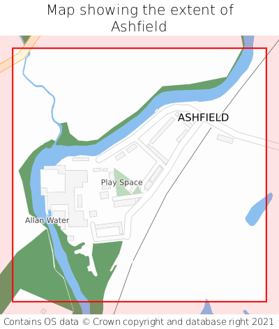 Map showing extent of Ashfield as bounding box