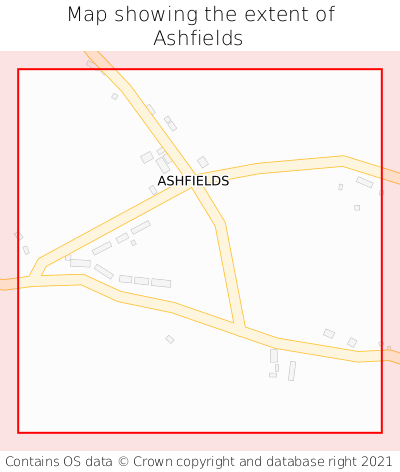 Map showing extent of Ashfields as bounding box