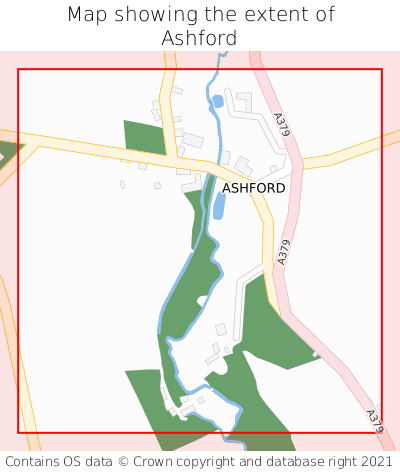 Map showing extent of Ashford as bounding box