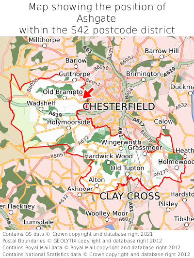 Map showing location of Ashgate within S42