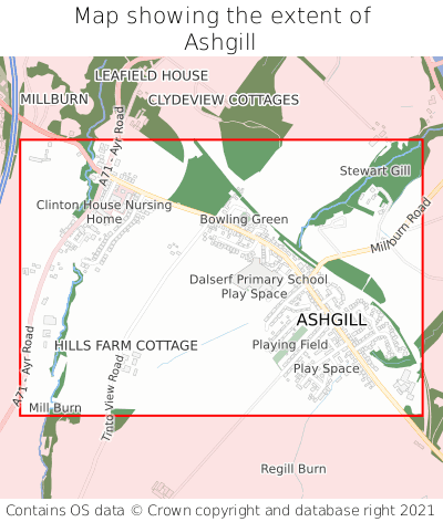 Map showing extent of Ashgill as bounding box