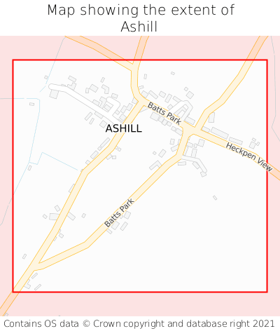 Map showing extent of Ashill as bounding box