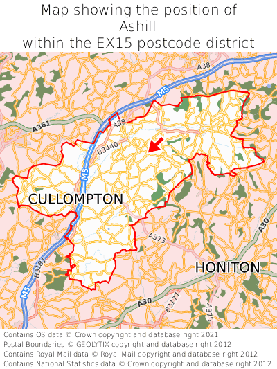 Map showing location of Ashill within EX15