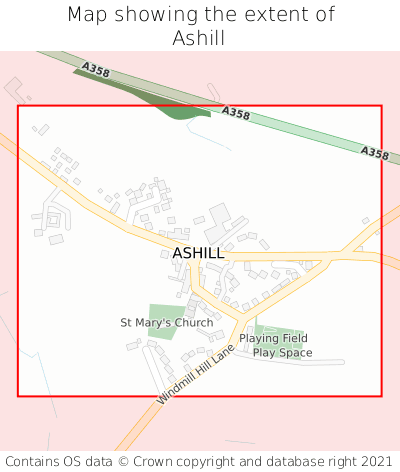 Map showing extent of Ashill as bounding box